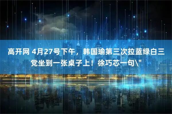 高开网 4月27号下午，韩国瑜第三次拉蓝绿白三党坐到一张桌子上！徐巧芯一句＂